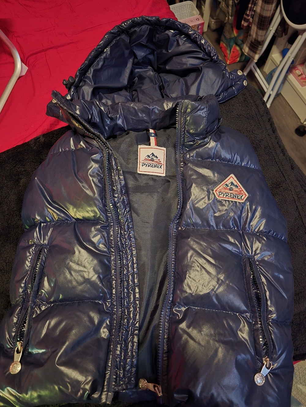 Pyrenex Shiny Navy Hooded Puffer Jacket